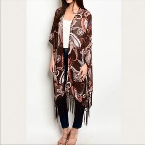 Candence Paisley kimono cardigan tassel coverup